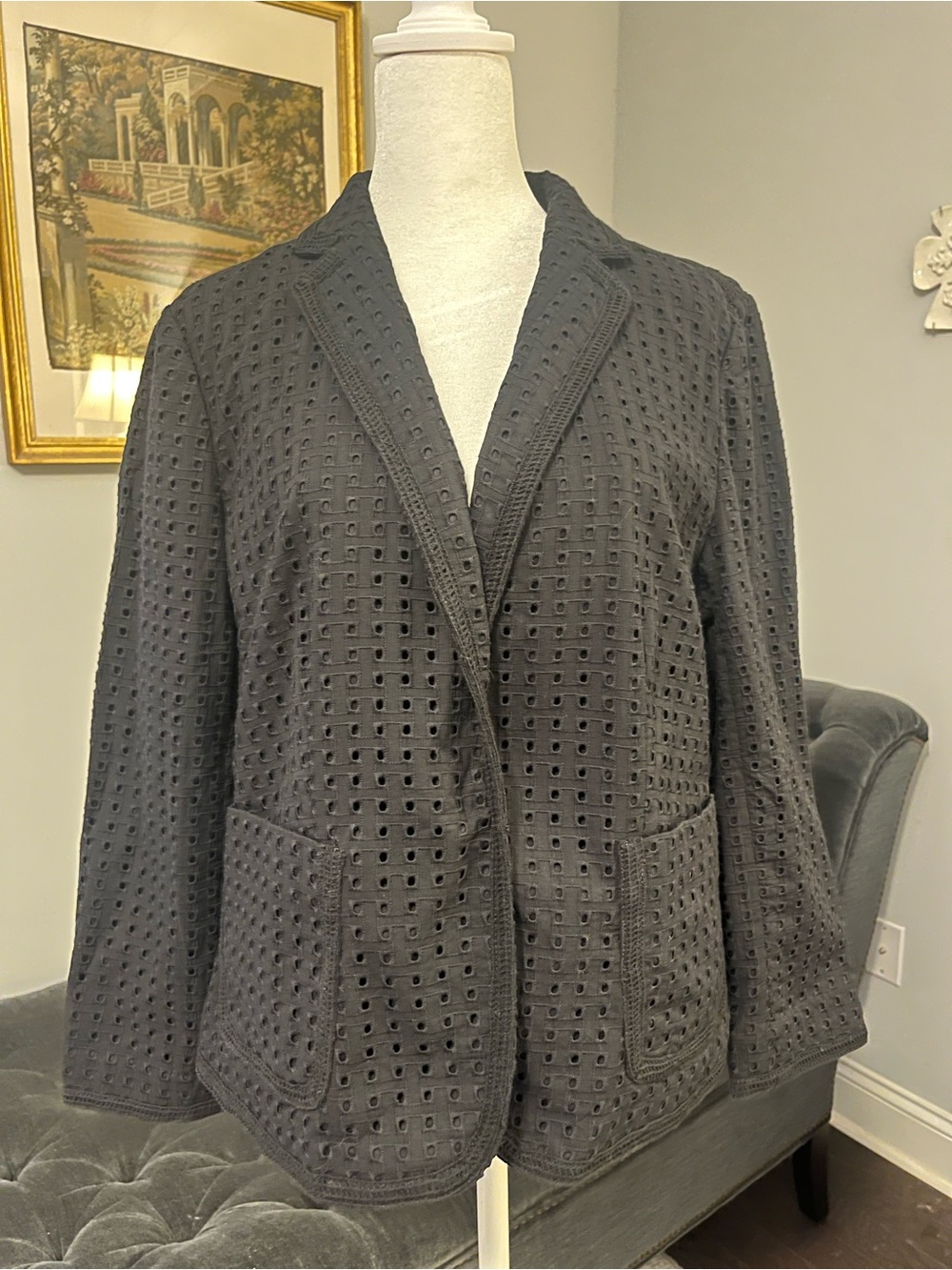 Ann Taylor Preppy Black Eyelet Blazer